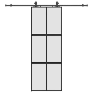 Porta Scorrevole Set Ferramenta Nera 76x205 cm Vetro Temperato