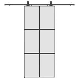 Porta Scorrevole Set Ferramenta Nera 90x205 cm Vetro Temperato 3375881