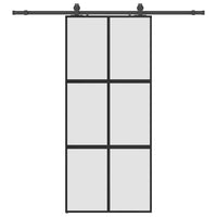Porta Scorrevole Set Ferramenta Nera 90x205 cm Vetro Temperato