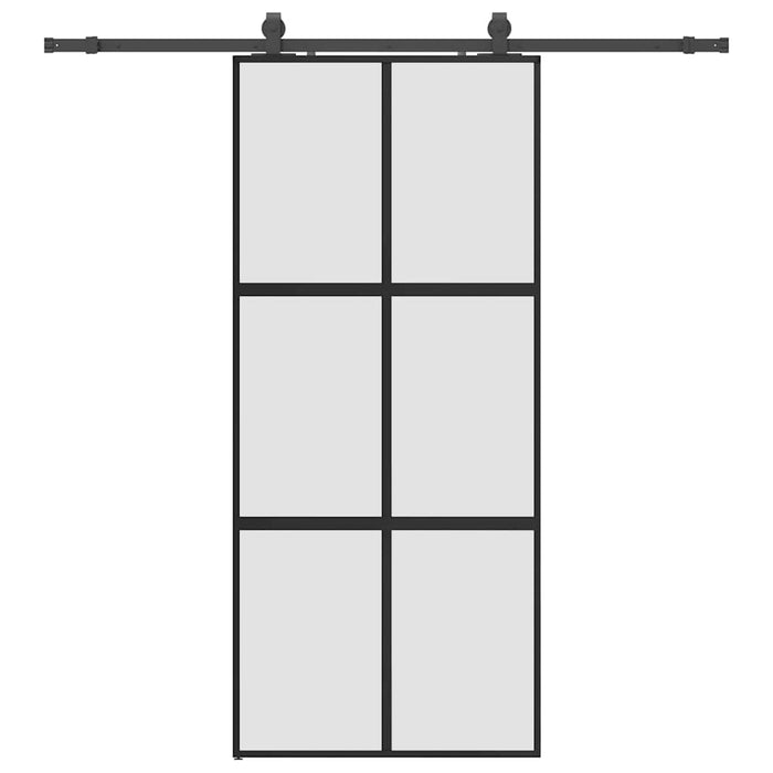Porta Scorrevole Set Ferramenta Nera 90x205 cm Vetro Temperato 3375881