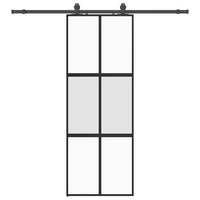 Porta Scorrevole Set Ferramenta Nera 76x205 cm Vetro Temperato 3375883