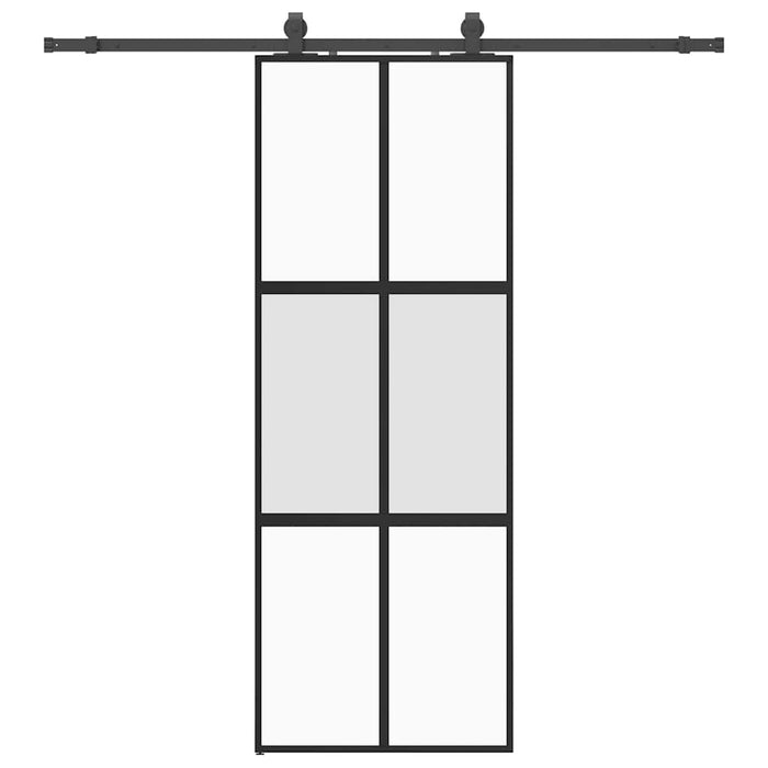 Porta Scorrevole Set Ferramenta Nera 76x205 cm Vetro Temperato 3375883