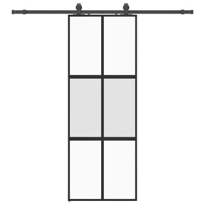 Porta Scorrevole Set Ferramenta Nera 76x205 cm Vetro Temperato