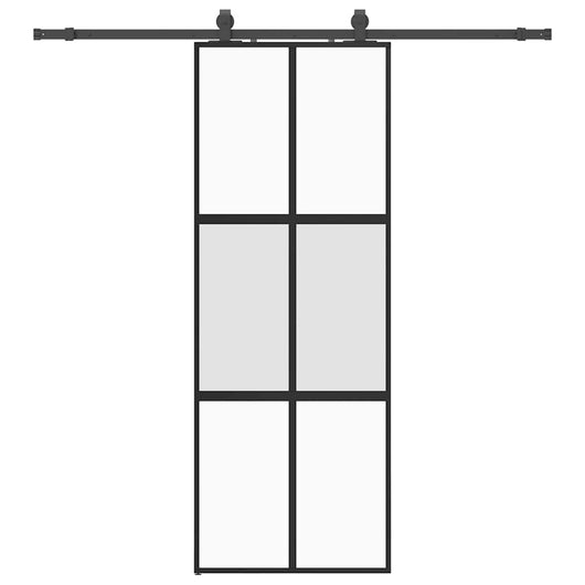 Porta Scorrevole Set Ferramenta Nera 76x205 cm Vetro Temperato
