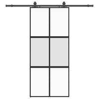 vidaXL Porta Scorrevole Set Ferramenta Nera 90x205 cm Vetro Temperato