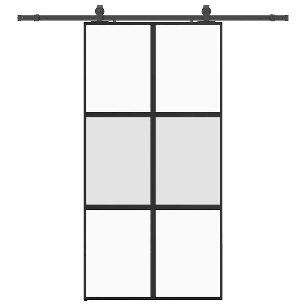 Porta Scorrevole Ferramenta Nera 102,5x205 cm Vetro Temperato 3375885
