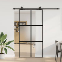 vidaXL Porta Scorrevole Ferramenta Nera 102,5x205 cm Vetro Temperato