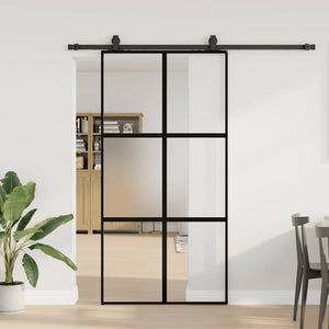 vidaXL Porta Scorrevole Ferramenta Nera 102,5x205 cm Vetro Temperato