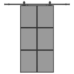 Porta Scorrevole Ferramenta Nera 102,5x205 cm Vetro Temperato