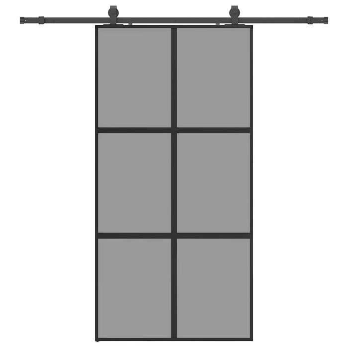 Porta Scorrevole Ferramenta Nera 102,5x205 cm Vetro Temperato