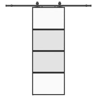 Porta Scorrevole Set Ferramenta Nera 76x205 cm Vetro Temperato 3375889