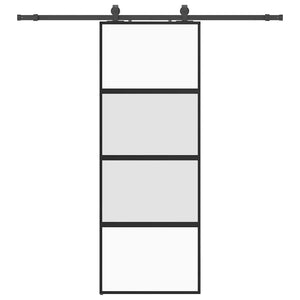 Porta Scorrevole Set Ferramenta Nera 76x205 cm Vetro Temperato 3375889