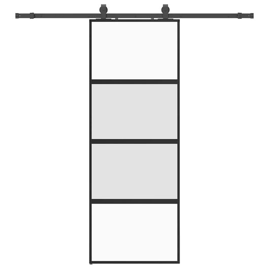Porta Scorrevole Set Ferramenta Nera 76x205 cm Vetro Temperato 3375889