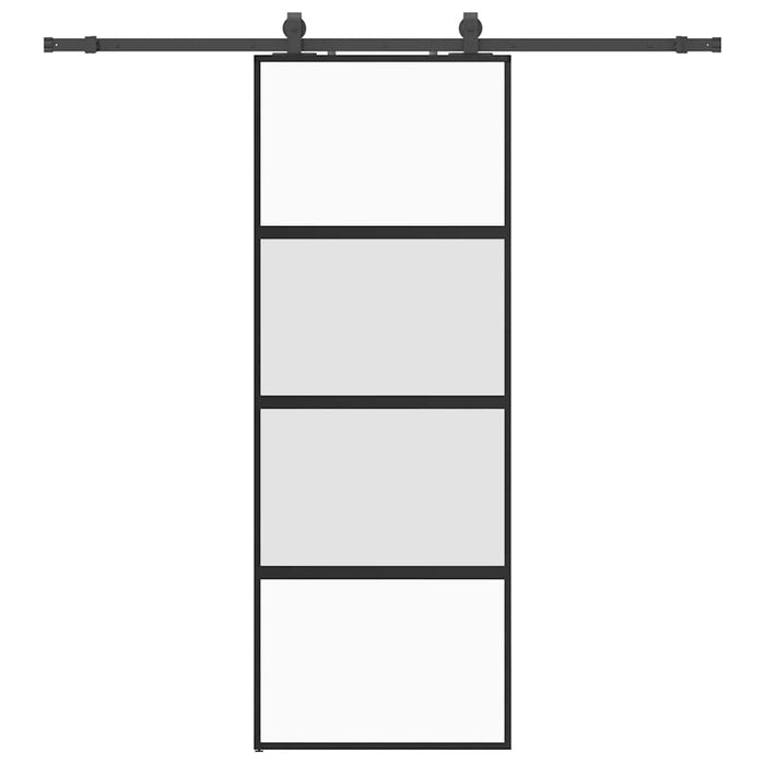 Porta Scorrevole Set Ferramenta Nera 76x205 cm Vetro Temperato
