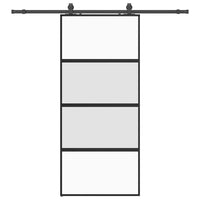 Porta Scorrevole Set Ferramenta Nera 90x205 cm Vetro Temperato 3375890