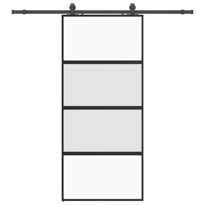 Porta Scorrevole Set Ferramenta Nera 90x205 cm Vetro Temperato 3375890