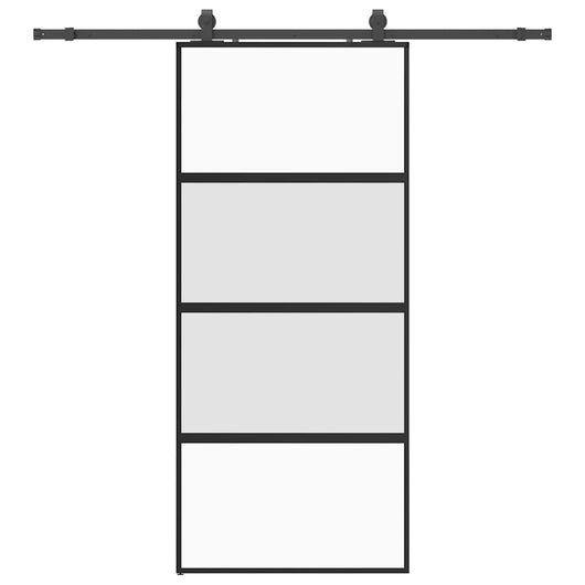 Porta Scorrevole Set Ferramenta Nera 90x205 cm Vetro Temperato 3375890