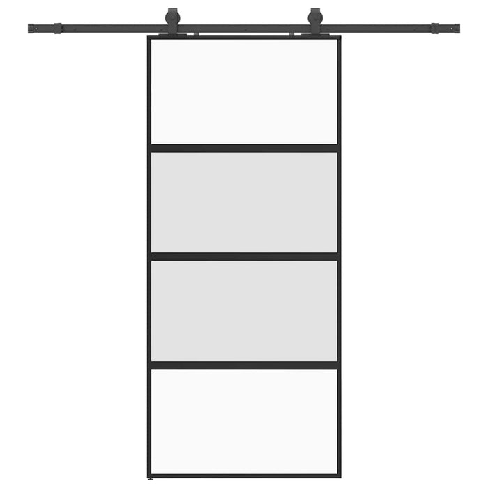 Porta Scorrevole Set Ferramenta Nera 90x205 cm Vetro Temperato 3375890