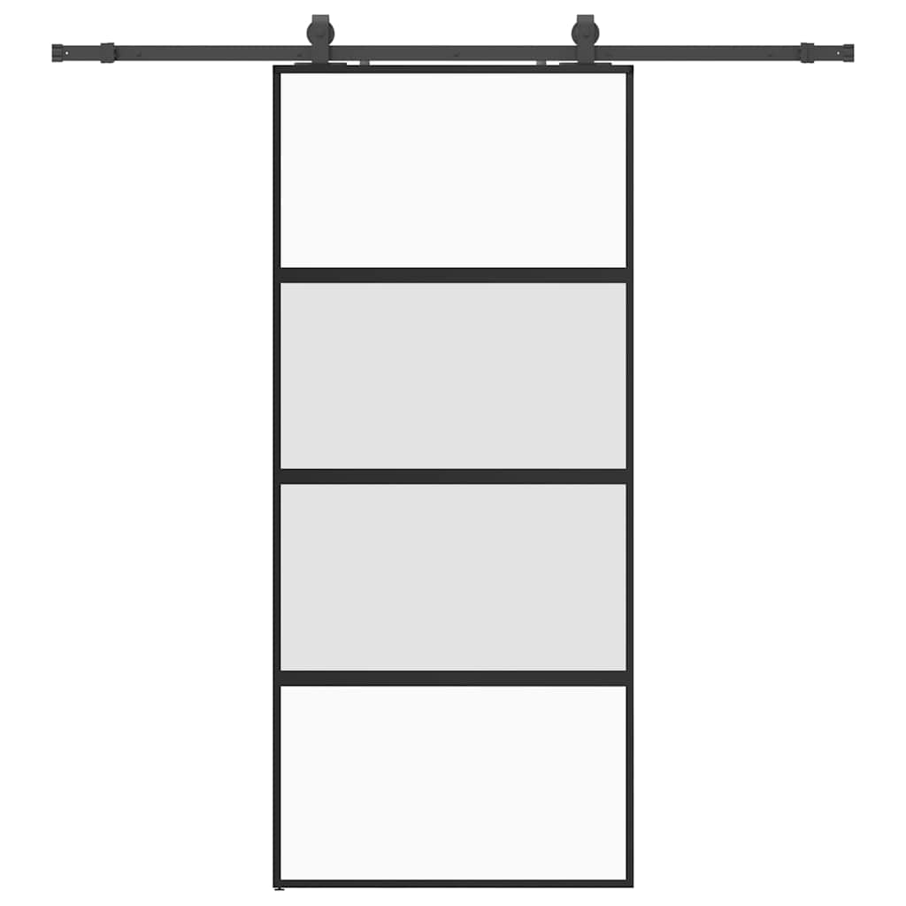 vidaXL Porta Scorrevole Set Ferramenta Nera 90x205 cm Vetro Temperato