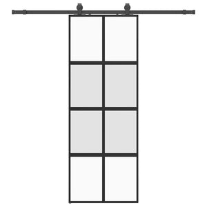 Porta Scorrevole Set Ferramenta Nera 76x205 cm Vetro Temperato 3375892