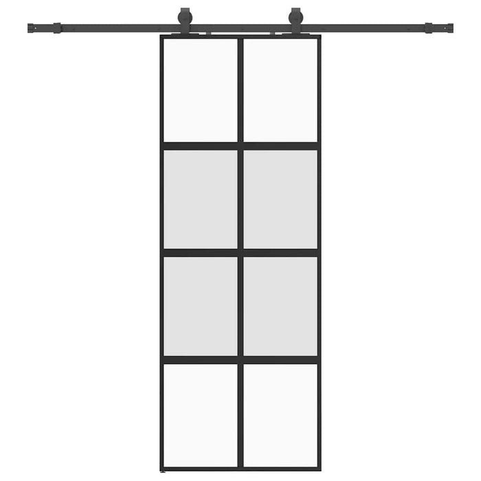 Porta Scorrevole Set Ferramenta Nera 76x205 cm Vetro Temperato 3375892