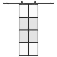 vidaXL Porta Scorrevole Set Ferramenta Nera 76x205 cm Vetro Temperato