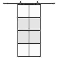 vidaXL Porta Scorrevole Set Ferramenta Nera 90x205 cm Vetro Temperato