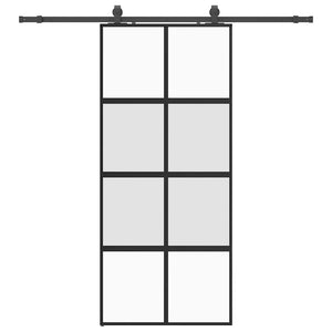 vidaXL Porta Scorrevole Set Ferramenta Nera 90x205 cm Vetro Temperato