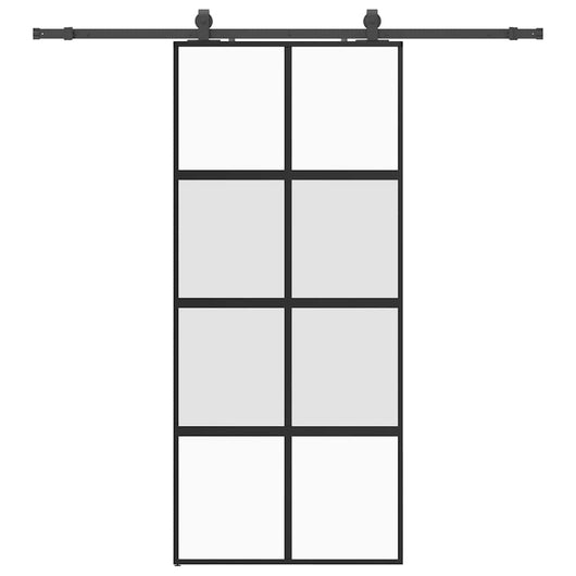 vidaXL Porta Scorrevole Set Ferramenta Nera 90x205 cm Vetro Temperato