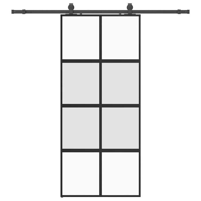 vidaXL Porta Scorrevole Set Ferramenta Nera 90x205 cm Vetro Temperato
