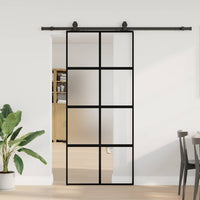 vidaXL Porta Scorrevole Set Ferramenta Nera 90x205 cm Vetro Temperato