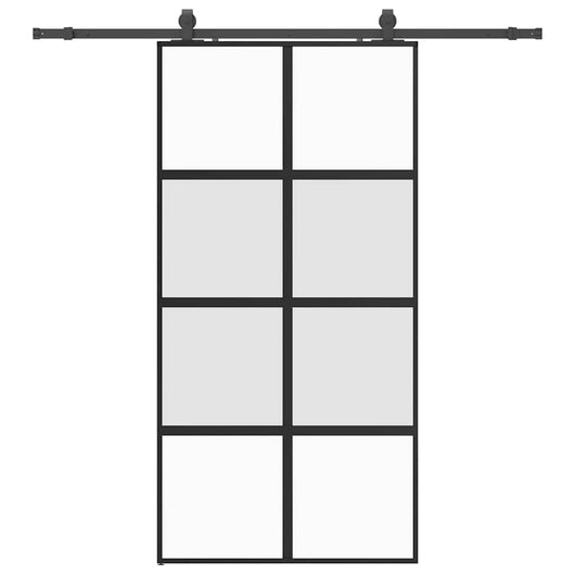 Porta Scorrevole Ferramenta Nera 102,5x205 cm Vetro Temperato