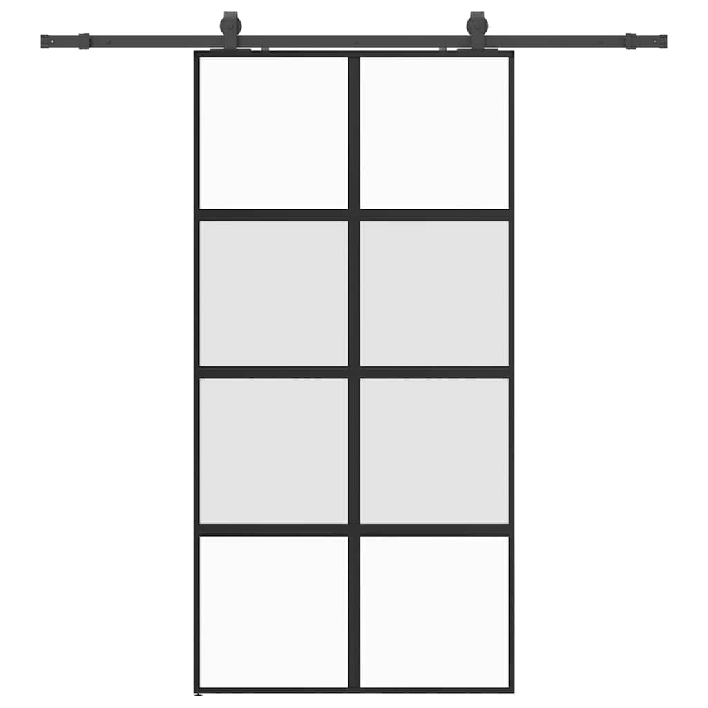 Porta Scorrevole Ferramenta Nera 102,5x205 cm Vetro Temperato 3375894