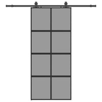 Porta Scorrevole Set Ferramenta Nera 90x205 cm Vetro Temperato 3375896
