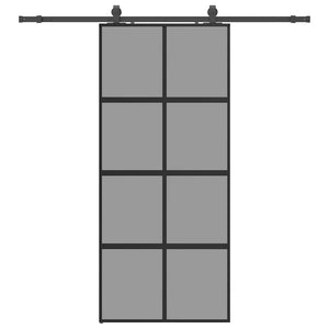 Porta Scorrevole Set Ferramenta Nera 90x205 cm Vetro Temperato 3375896