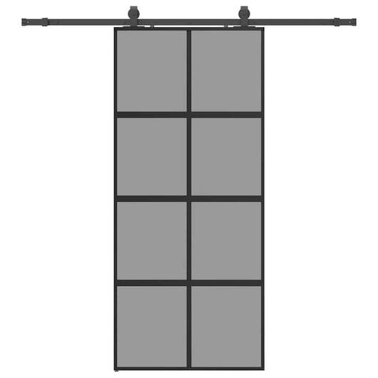 Porta Scorrevole Set Ferramenta Nera 90x205 cm Vetro Temperato