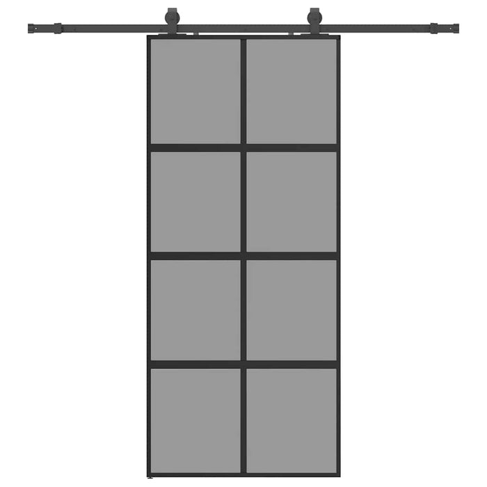 Porta Scorrevole Set Ferramenta Nera 90x205 cm Vetro Temperato