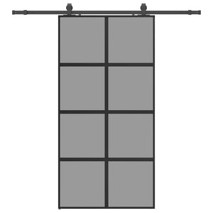 Porta Scorrevole Ferramenta Nera 102,5x205 cm Vetro Temperato
