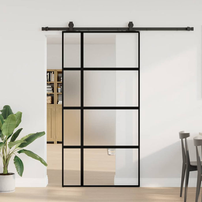 vidaXL Porta Scorrevole Ferramenta Nera 102,5x205 cm Vetro Temperato