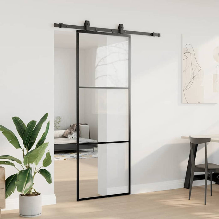vidaXL Porta Scorrevole con Ferramenta Nera 76x205 cm in Vetro ESG