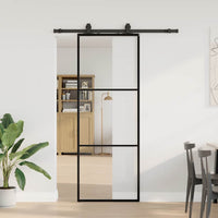 vidaXL Porta Scorrevole con Ferramenta Nera 76x205 cm in Vetro ESG