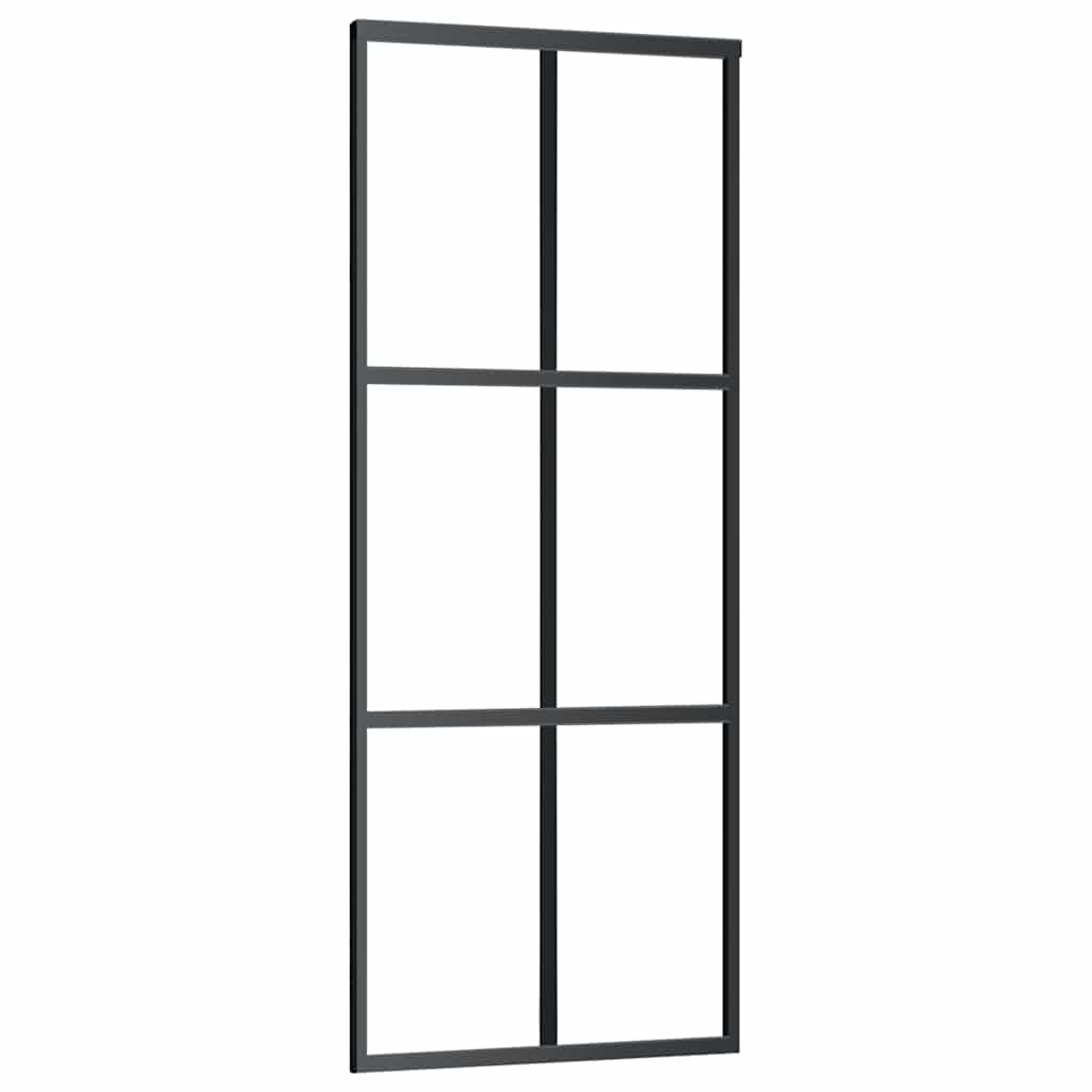 vidaXL Porta Scorrevole con Ferramenta Nera 76x205 cm in Vetro ESG