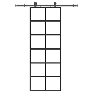 Porta Scorrevole con Ferramenta Nera 76x205 cm in Vetro ESG 3375904