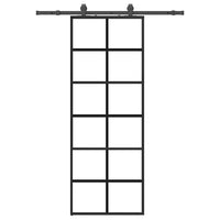 Porta Scorrevole con Ferramenta Nera 76x205 cm in Vetro ESG