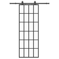 Porta Scorrevole con Ferramenta Nera 76x205 cm in Vetro ESG