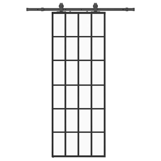 Porta Scorrevole con Ferramenta Nera 76x205 cm in Vetro ESG