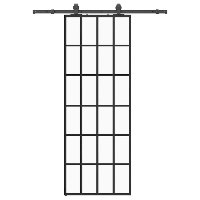 Porta Scorrevole con Ferramenta Nera 76x205 cm in Vetro ESG