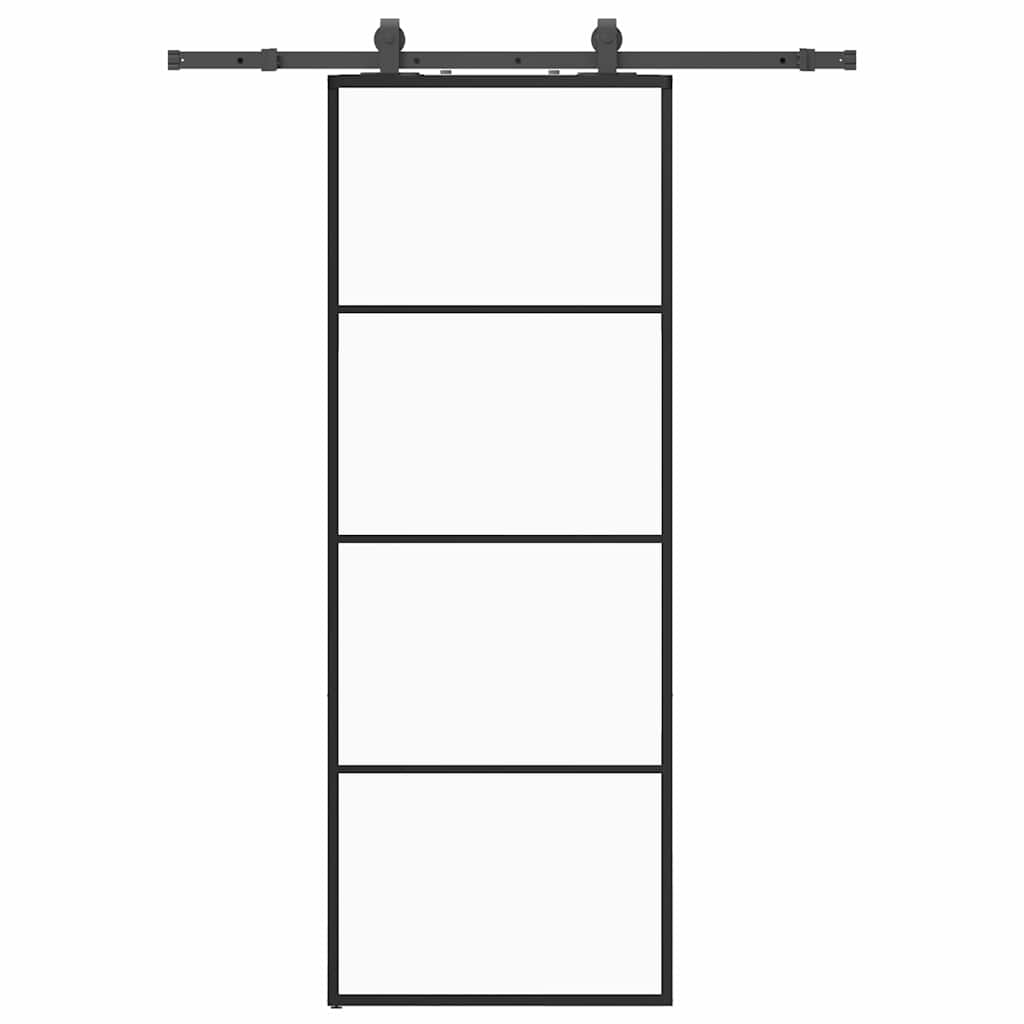 Porta Scorrevole con Ferramenta Nera 76x205 cm in Vetro ESG