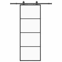 Porta Scorrevole con Ferramenta Nera 76x205 cm in Vetro ESG