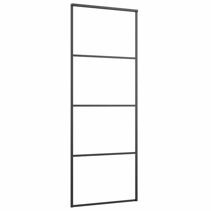 Porta Scorrevole con Ferramenta Nera 76x205 cm in Vetro ESG